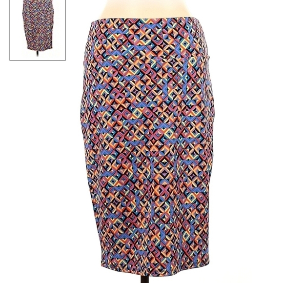 LulaRoe Geometric Cassie Pencil Skirt Women's Large L Stretch Wide Waistband EUC - Picture 1 of 7